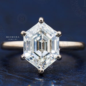 2 CT Hexagon Cut Engagement Ring Hexagon Moissanite Wedding Ring 14K Gold Ring Promise Ring Anniversary Ring Hexagon Diamond Ring For Women