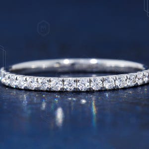 2MM Moissanite Wedding Band White gold Half Eternity Band Matching Band Dainty Band Stacking Ring Anniversary Band,wedding gifts