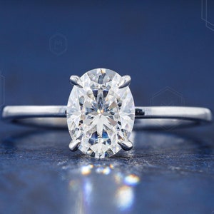 1.5 CT Oval Cut Moissanite Engagement Ring 14k Solid Gold Engagement Ring 4-Prong Solitaire Oval Moissanite Ring Promise Ring For Women