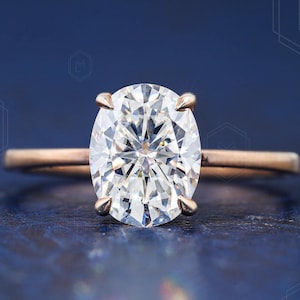 2.25 CT Oval Moissanite Engagement Ring 14k Solid Gold Ring Oval Cut Wedding Ring Oval Solitaire Ring Anniversary Ring Oval Cut Promise Ring
