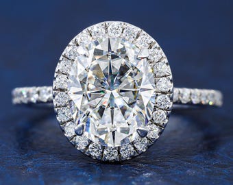 2,50 CT ovale halo moissaniet verlovingsring halo ring ovaal geslepen moissaniet ring belofte ring trouwring 14 kt witgouden ring voor vrouwen