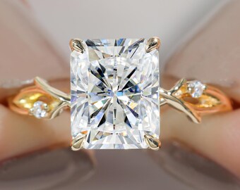 3.5 CT Radiant Cut Moissanite Solitaire Engagement Ring