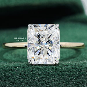 3.5 CT Radiant Cut Moissanite Ring Radiant Engagement Ring Hidden Halo Wedding Ring Bridal Ring 14K Solid Gold Anniversary Gift Promise Ring