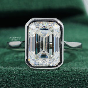 4 CT Emerald Cut Moissanite verlovingsring jubileumring voor vrouwen Emerald Cut bezel set trouwring gouden ring voorstelring
