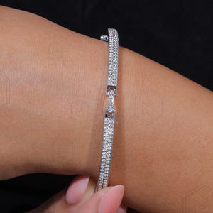 Delicate VVS Moissanite Bracelet 14K Gold Filled Diamond Bracelet Unique Wedding Bracelet Yellow Gold Charm Bracelet Gold Bangle Bracelet