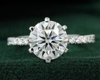 2 CT rond geslepen moissaniet verlovingsring solitaire moissaniet ring Moissanite trouwring 6-tanden effenen belofte ring voor vrouwen