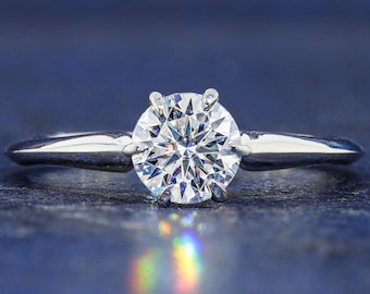 0,5 CT rond geslepen moissaniet verlovingsring solitaire moissaniet ring rond geslepen moissaniet trouwring 6-tands belofte ring voor vrouwen