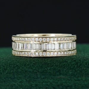 Baguette Wedding Band Full eternity Ring 14k gold ring Moissanite Diamond Band Anniversary Gift Gift For Her, wedding gift for her