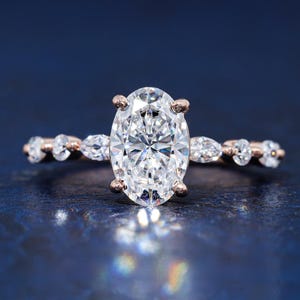1.5 CT Ovalschliff Moissanit Verlobungsring Marquise & Runde Diamantring Brillantschliff Brautring Ovalschliff Jubiläum Versprechensring für sie