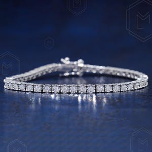 1.4MM Moissanite Tennis Bracelet Gift For Hers 14K White Gold Thin Minimalist Bracelet Stacking Delicate Bracelet Classic Bracelet For Women