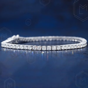 2.6MM Tennis Bracelet 14K Yellow Gold Tennis Bracelet Delicate Moissanite Diamond Bracelet Dainty Layering Bracelet Minimalist Bracelet Gift