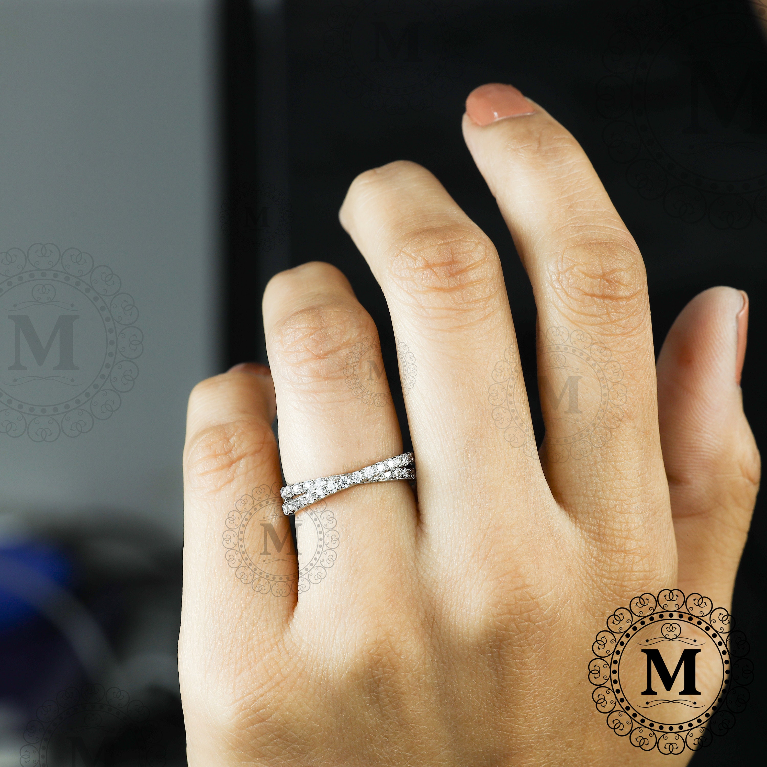 Criss cross band engagement ring best sale
