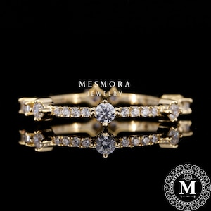Moissanite Dainty Stacking Band Diamond Wedding Band Unique Diamond Matching Band Baguette Cut Ring Anniversary Band Promise Ring For Her