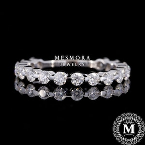 2.5MM White Gold 3/4 Eternity Band Moissanite Diamond Band Moissanite Wedding Band Anniversary Band Gift for Her wedding gifts