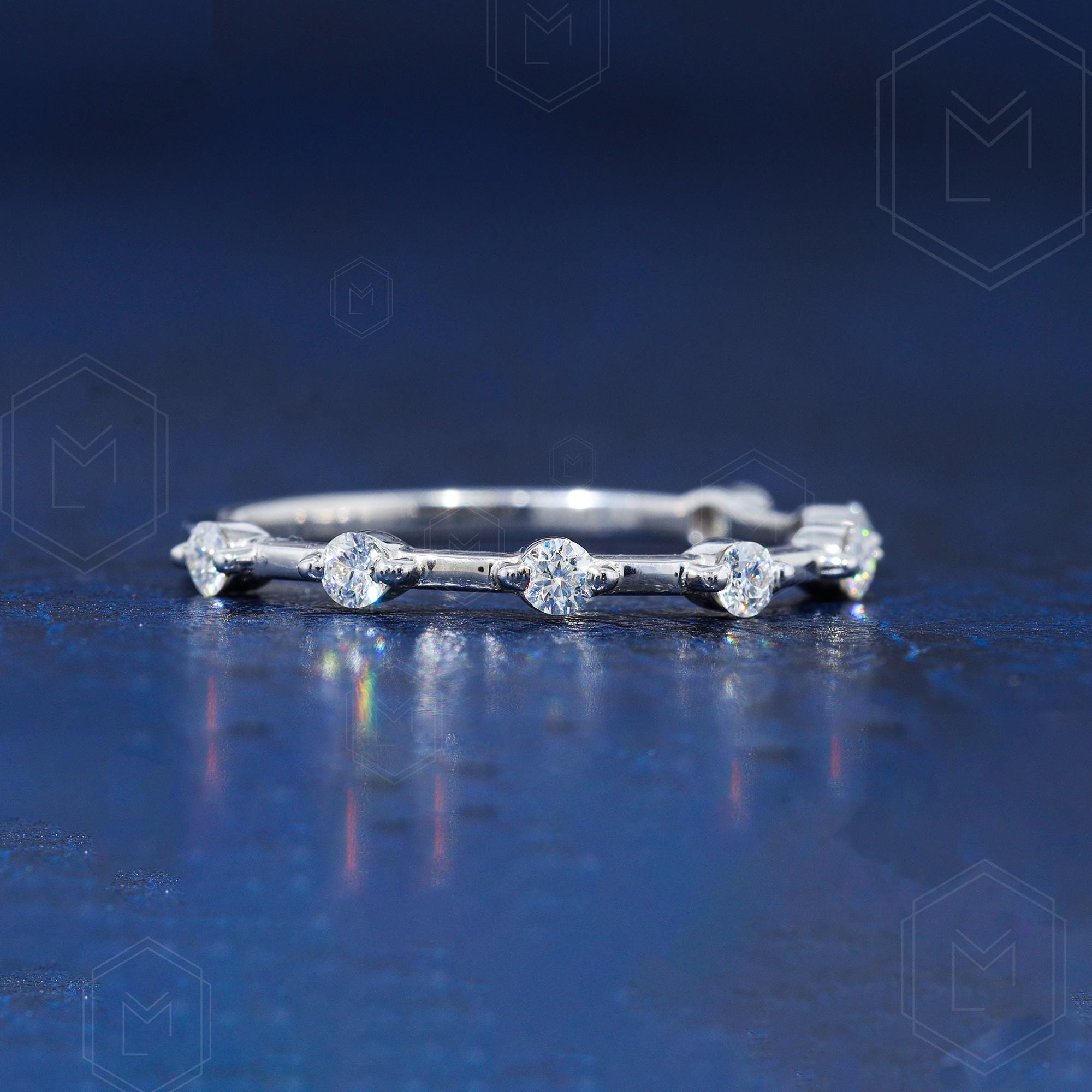 Floating Bubble Diamond Wedding Band 2.2 MM Round Moissanite