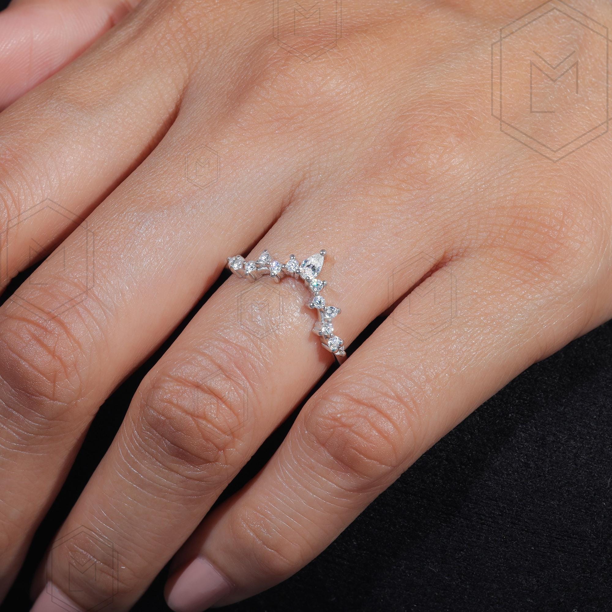 Fedi nuziali con diamanti coltivati in laboratorio, anelli impilabili in oro bianco massiccio 14K, regalo di anniversario per lei, set di 2 fedi eternity da 1/2 - Italia