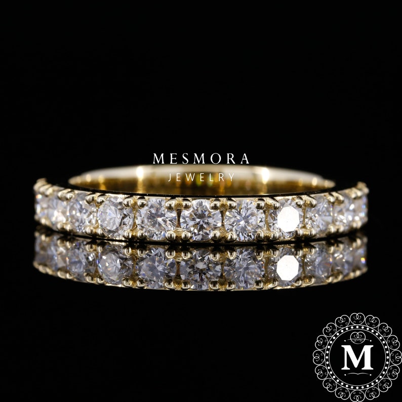 3MM Diamond Half Eternity Wedding Band Moissanite Diamond | Etsy