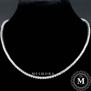 2.6mm Moissanite Necklace Delicate Diamond Bridal Necklace Unique Tennis Necklace VVS Moissanite Layering Necklace Hip Hop Necklace Gift