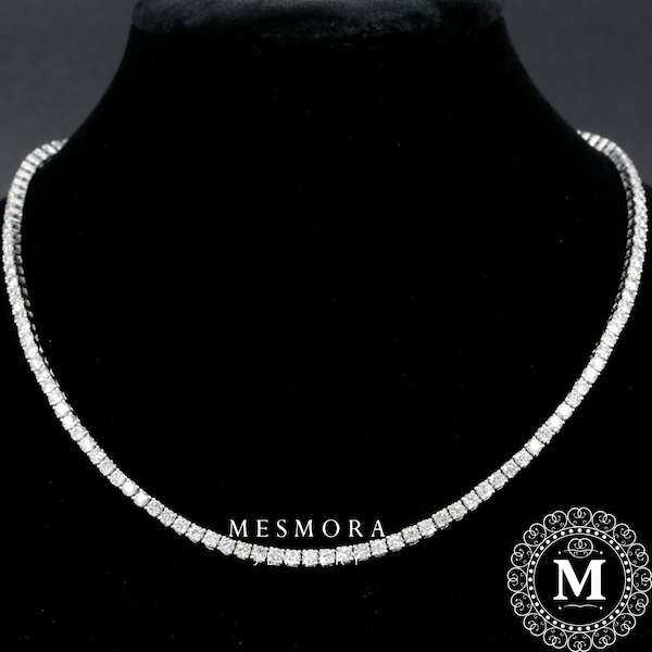 2.6mm Moissanite Necklace Delicate Diamond Bridal Necklace Unique Tennis Necklace VVS Moissanite Layering Necklace Hip Hop Necklace Gift