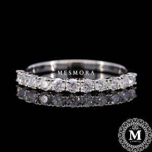 White Gold Eternity Band in 10k/14k/18k Wedding Band White Sapphire Wedding Band Anniversary Band Wedding Ringwedding gifts