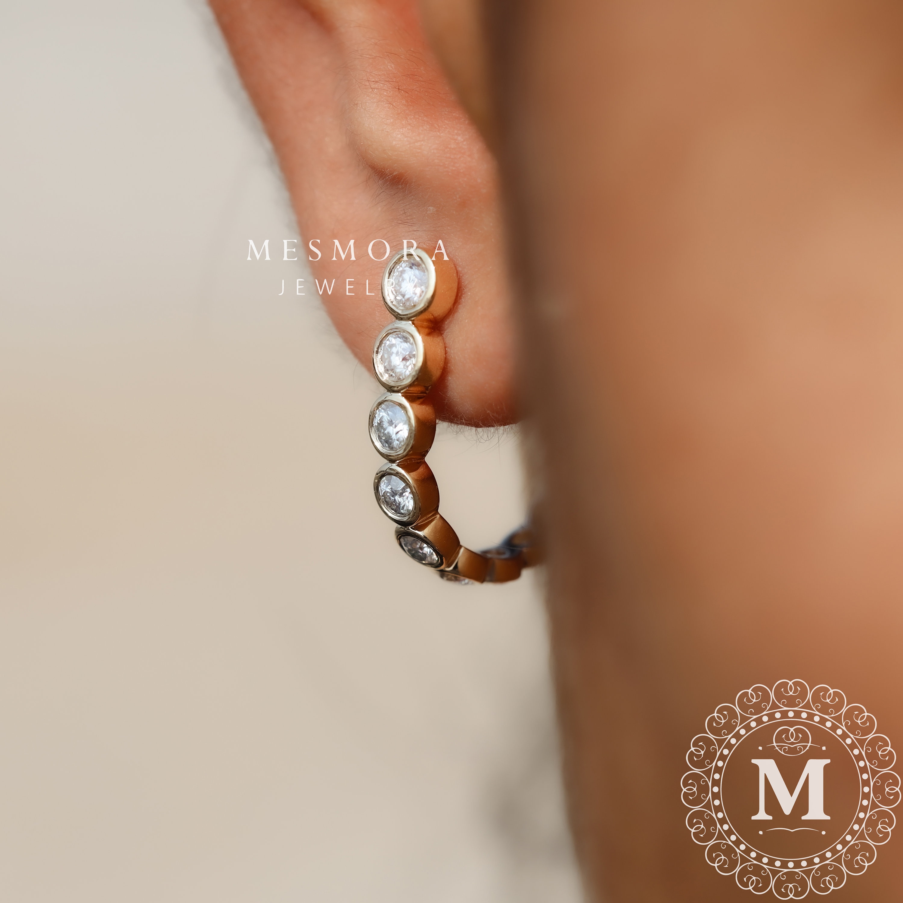 Orecchini A Cerchio In Moissanite 9mm - Oro 14k Su Argento 925 - Regalo Donna Lussuoso Con Certificato GRA