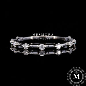 2MM White Gold 3/4 Eternity Band in 10k/14k/18k Round  Moissanite band Engagement Band Wedding Band Gift for herwedding gifts