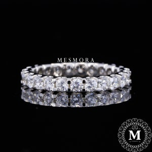 3 MM U Prong Set Volle Ewigkeit Hochzeitsband Weißgold Stapelbar Hochzeitsband Moissanite Eternity Band Jubiläumsband Hochzeitsgeschenke