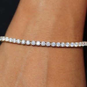 3MM White Gold Tennis Bracelet Round Moissanite Diamond Moissanite Studded Classic Bracelet Proposal Gift for Herwedding gifts