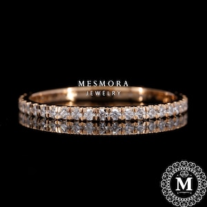 1.3MM Full Eternity Wedding Band in 10k/14K/18k Rose Gold Stackable Band Anniversary Band Moissanite Diamond band wedding gifts