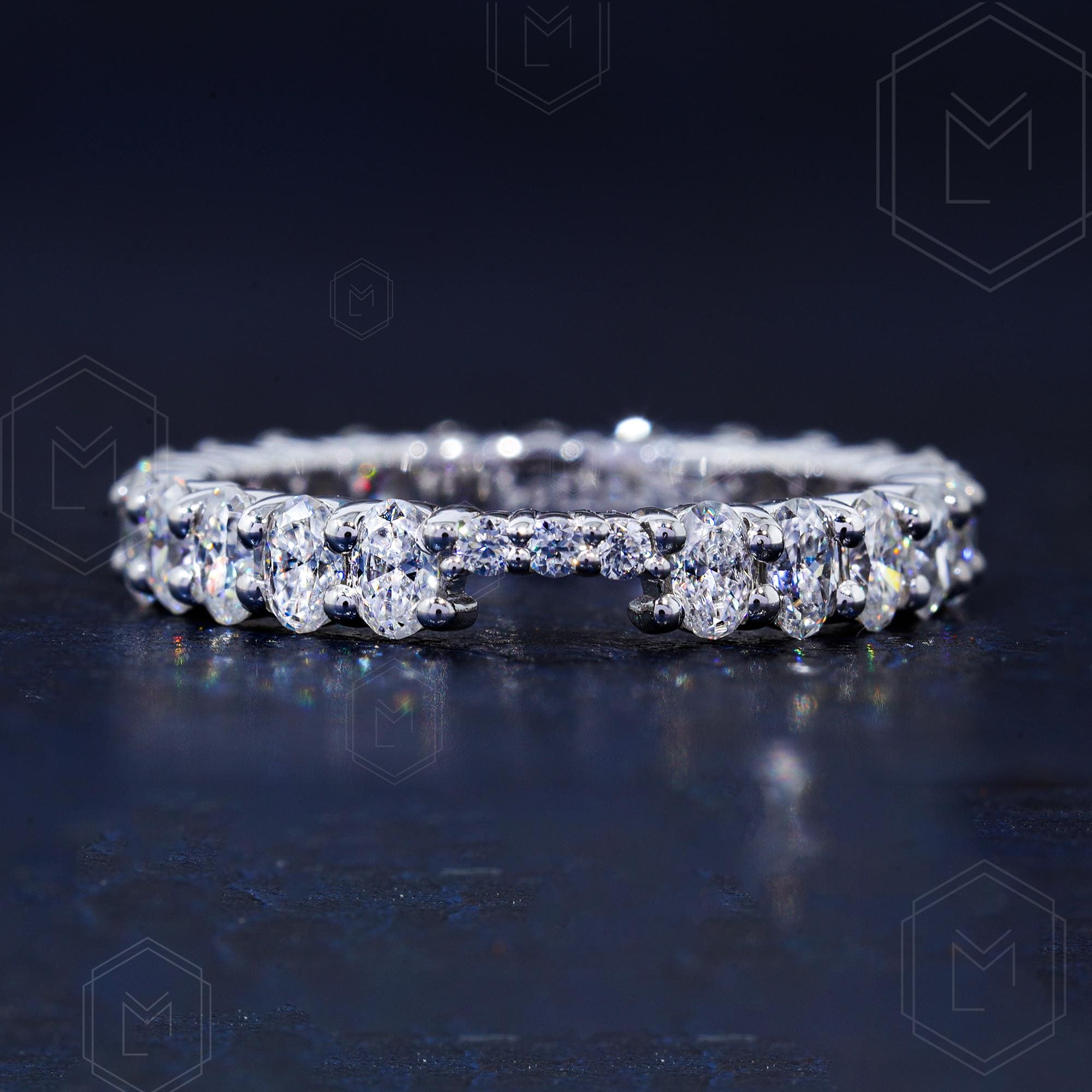 フルエタニティ モアッサナイト ノッチ付き結婚指輪 14K ホワイト