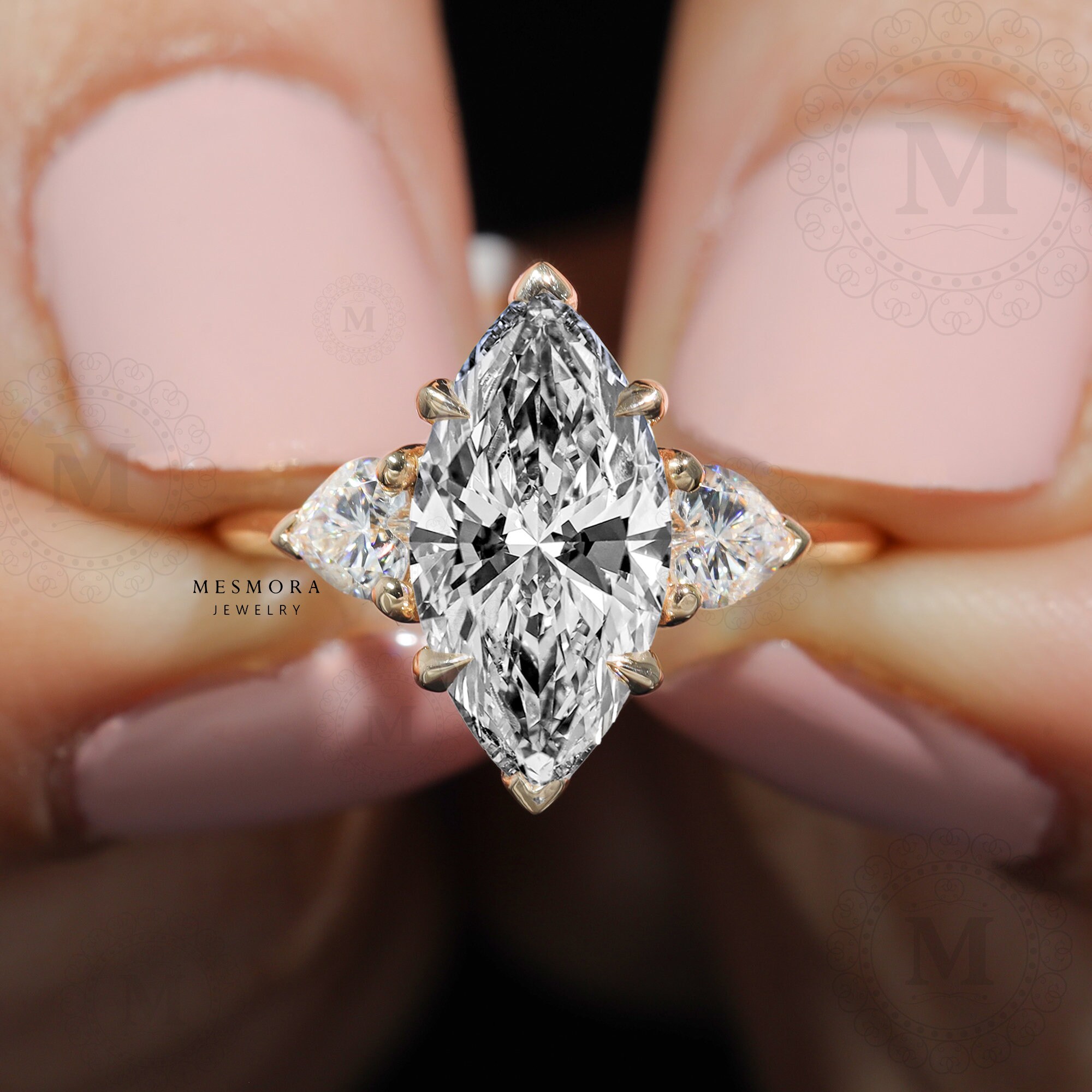 2.5 CT Marquise Cut Colorless Moissanite Engagement Ring 2.5 CT Marquise Cut Colorless Moissanite Engagement Ring