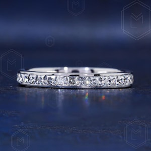 Prinzessin Moissanite Band Princess Cut Diamant Ehering Halbe Eternity Band Channel Setting Band Einzigartige Moissanite Princess Passender Ring