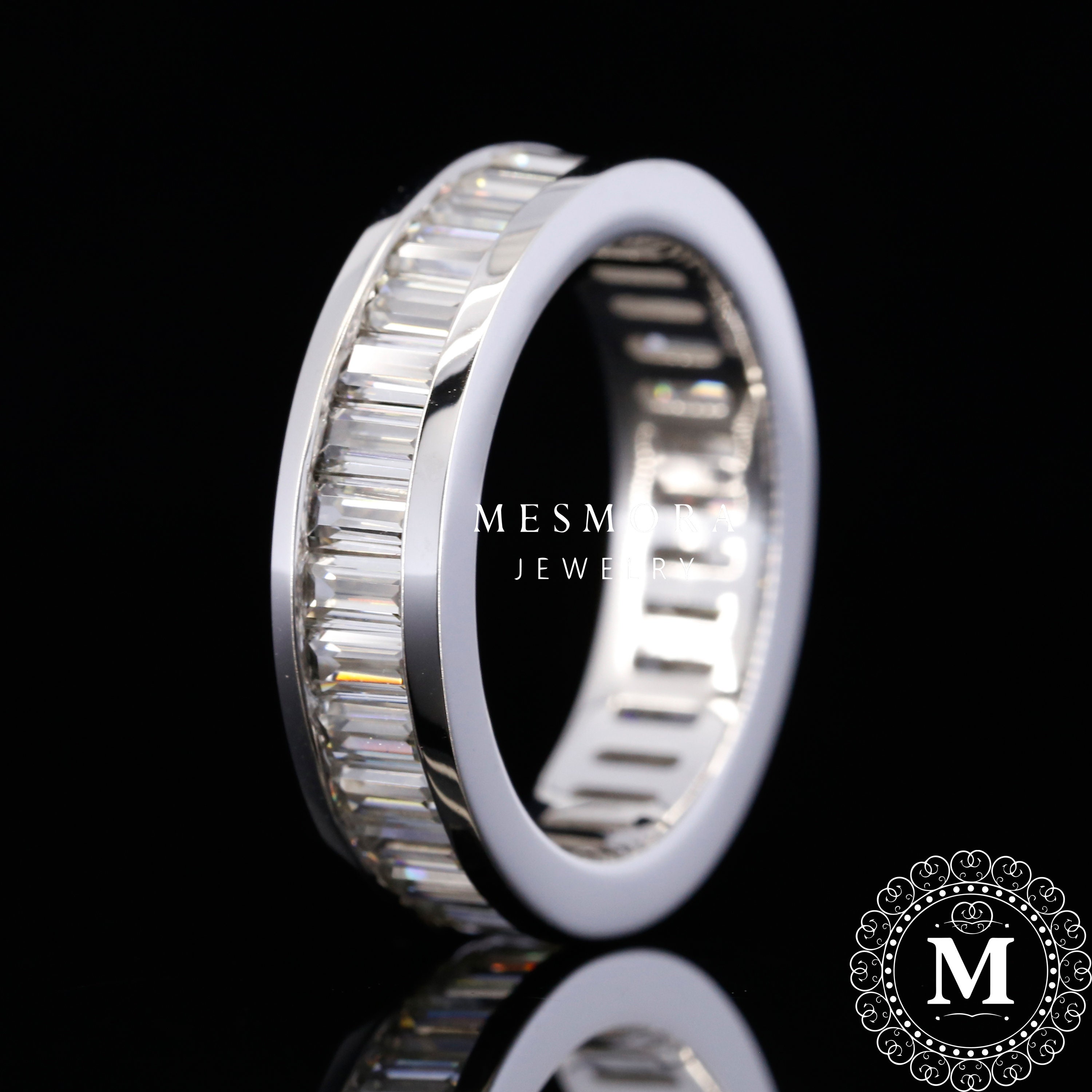 Baguette Cut Moissanite Eternity Ring Full Eternity Band Etsy