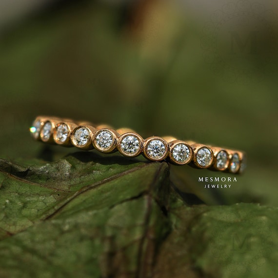 Buy Diamond Eternity Ring 14k Wedding Band for Her Eternity Ring Thin Diamond Band Bezel Setting Eternity Band With Rose Gold Ring for Wife Online in India Etsy