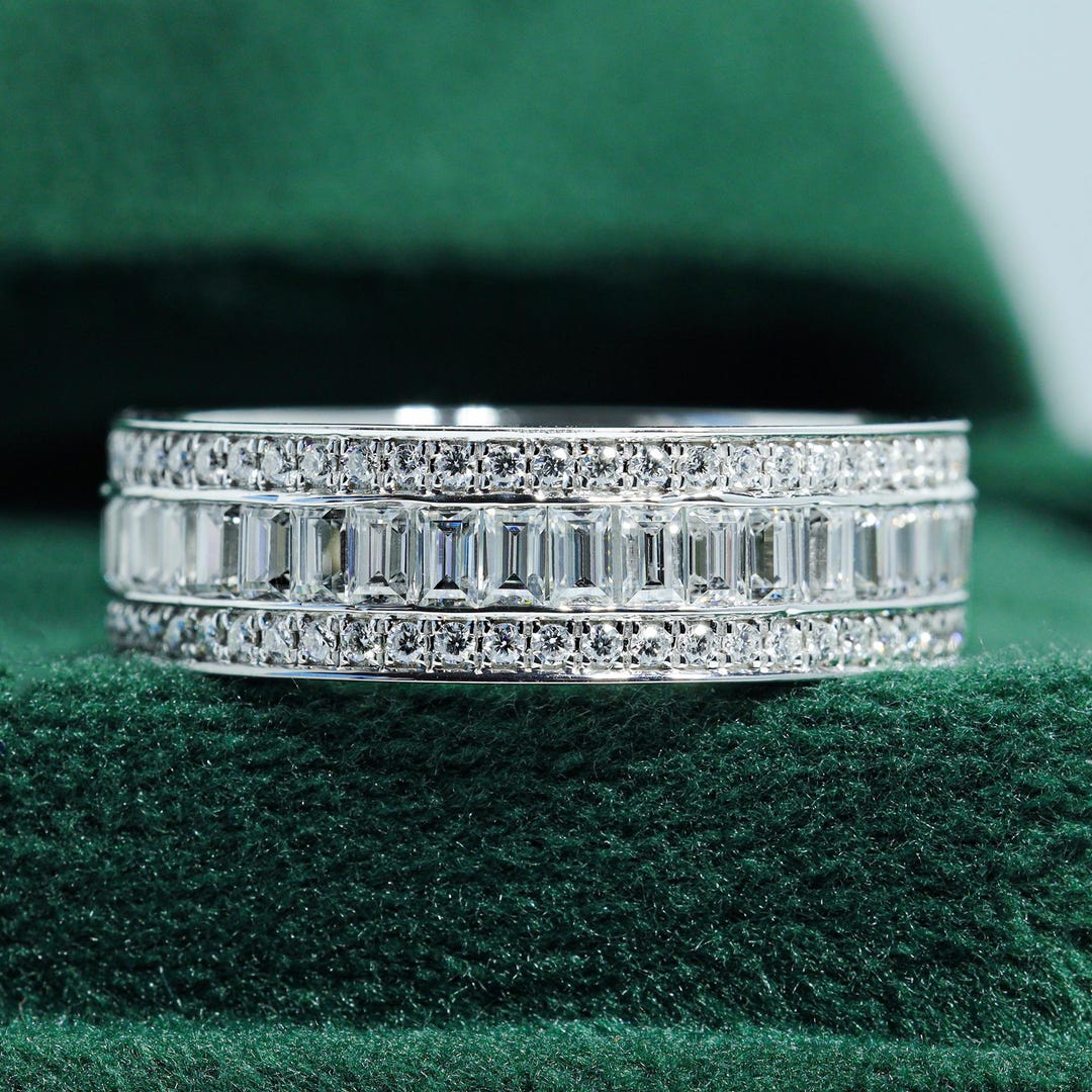 Baguette Wedding Band Full Eternity Ring 14k Gold Ring Moissanite ...