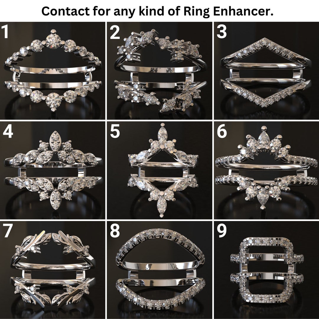 White Gold Ring Enhancer Wrap Band Ring Bridal Matching Ring Promise Anniversary Band Moissanite