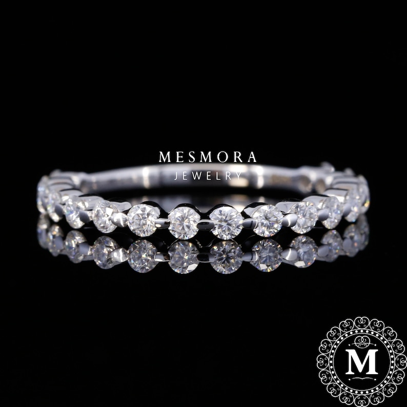 Anniversary Band Moissanite Diamond Band Mothersday Sale Wedding Band 2MM White Gold 34 Eternity Band in 10k14k18k Eternity Band