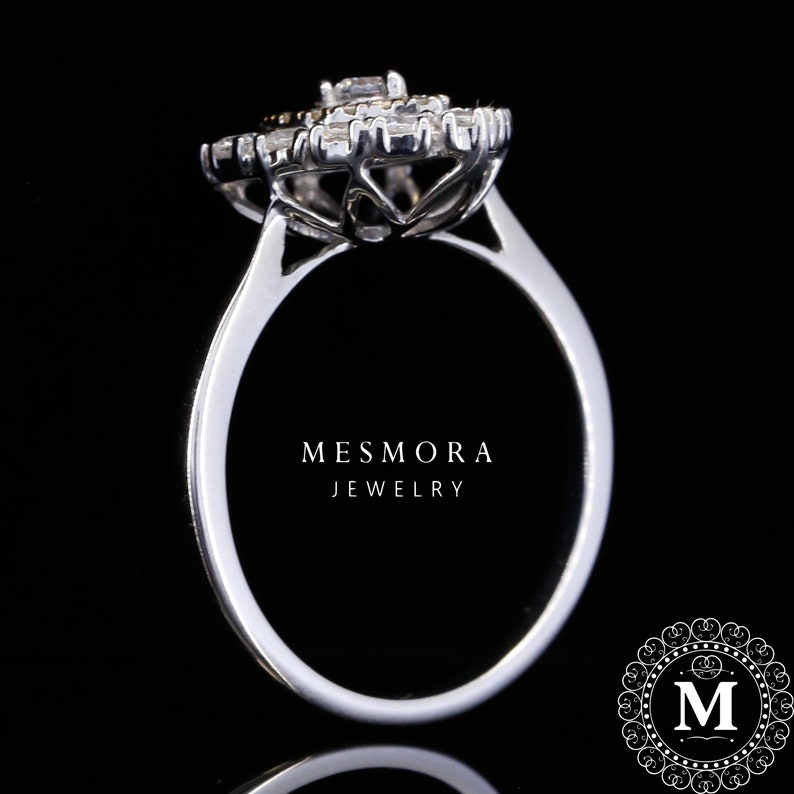 Gift Round Cut Moissanite Diamond Ring 0.58CT White Gold Engagement Ring in 10k14k18k Solitaire Ring Anniversary Band Mothersday Sale
