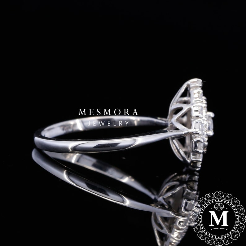 Gift Round Cut Moissanite Diamond Ring 0.58CT White Gold Engagement Ring in 10k14k18k Solitaire Ring Anniversary Band Mothersday Sale