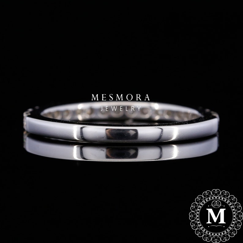 2MM Half Eternity Wedding Band White Gold Stackable Wedding Etsy