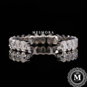 Open End Oval Ring Matching band Colorless Round Moissanite Open End Birthday Gift Gift For Fiancée wedding band,wedding gifts