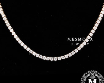 Collar de tenis de 3 mm, delicado collar de moissanita, collar de dama de honor único, delicado collar de capas, collar con dije, regalo