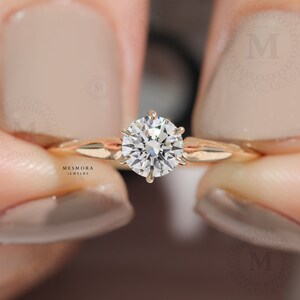 0.5 CT Round Cut Moissanite Engagement Ring Solitaire Moissanite Ring Round Cut Moissanite Wedding Ring 6 Prong Promise Ring For Women