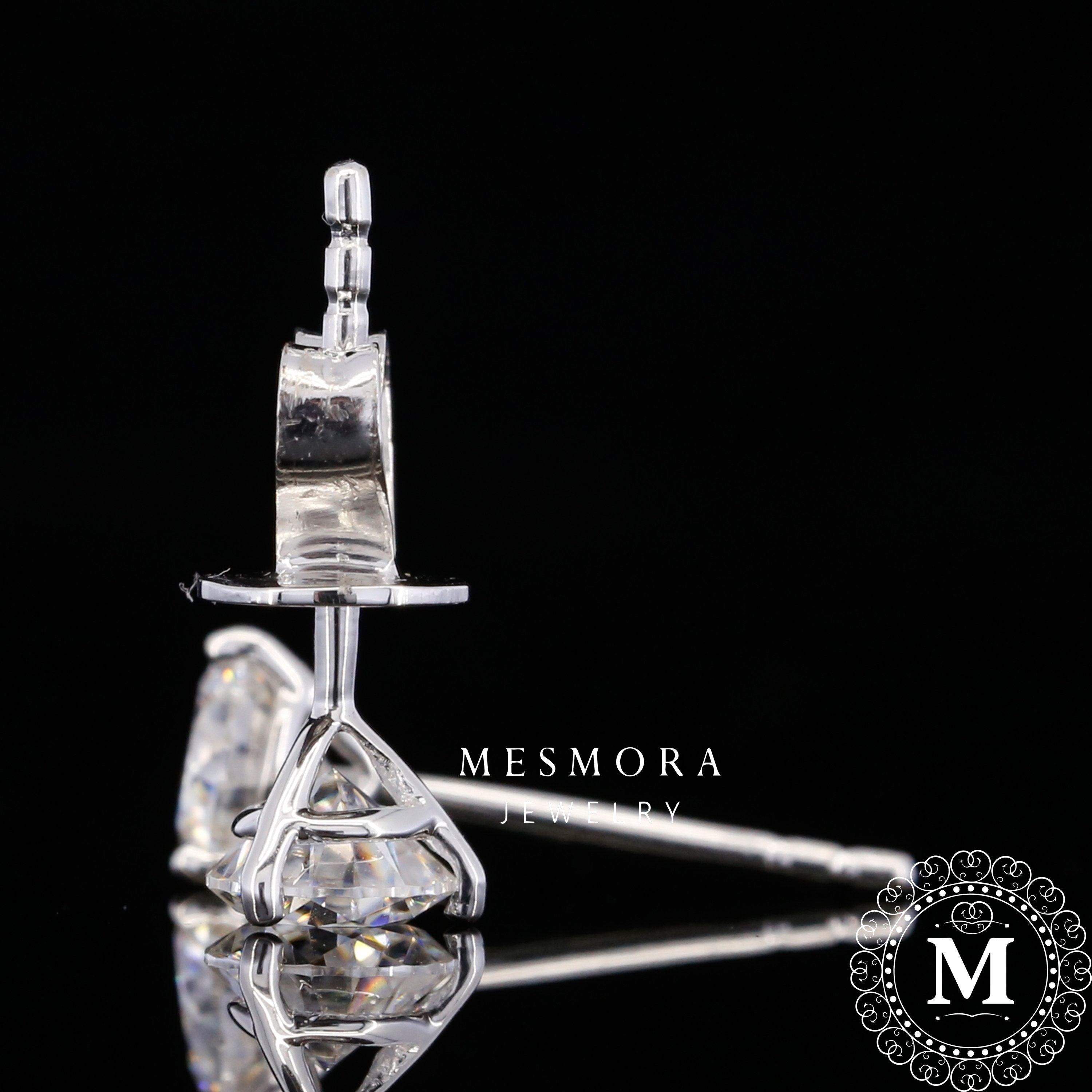 5mmモアッサナイトスタッドピアス 14Kゴールドピアス プッシュ