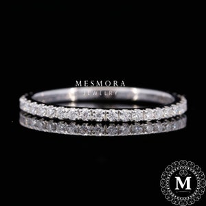 1.3MM Full Eternity Band Moissanite Wedding Band  White Gold Band 14K gold Band Anniversary Band Matching Band, wedding gifts