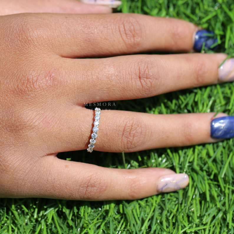 White Gold Half Eternity Band Wedding Band Anniversary Band Etsy