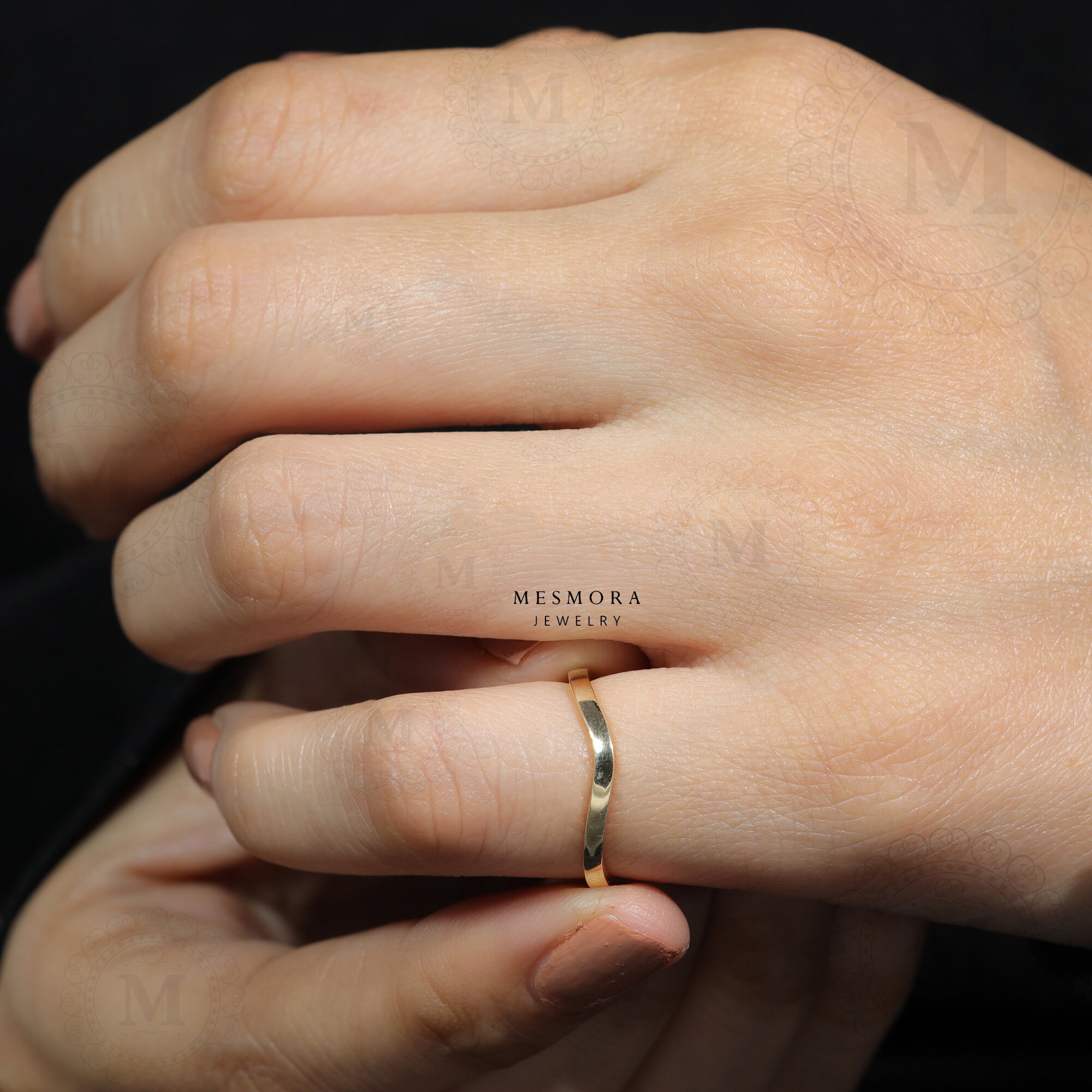 ソリッドゴールドカーブ1.6MMプレーンゴールド結婚指輪ブライダル