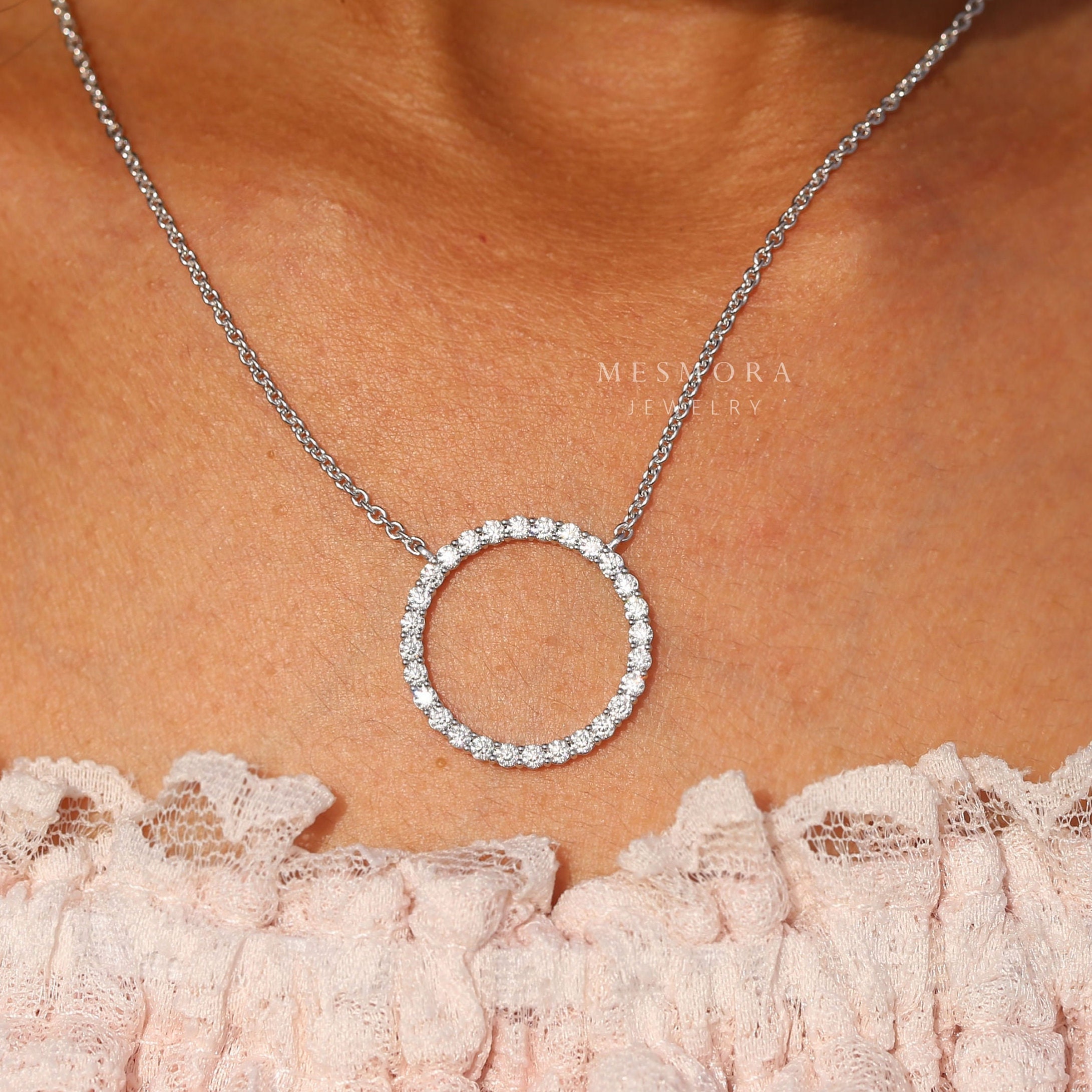 Diamond open circle outlet pendant necklace