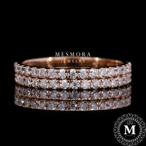 2MM 3/4 Eternity Wedding Band Set Round Cut Moissanite Diamonds Bridal Band Rose gold Eternity Band Anniversary Bandwedding gifts