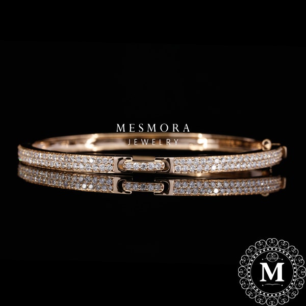 VVS Moissanite Bracelet Classic Diamond Wedding Bangle Gold Cuff Bracelet Delicate Rose Gold Bracelet Unique Stackable Bracelet Gift For Her